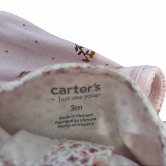 Carters Little Sister Pajamas Pair 3 Months Purple Floral - Picture 5 of 6